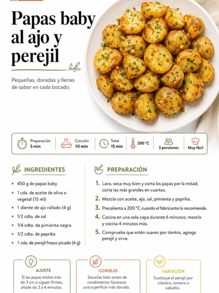 Receta: Papas baby al ajo y perejil
